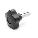 Technopolymer Plastic Five-Lobed Knobs, with Steel Threaded Stud