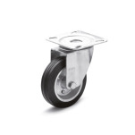 Steel Medium Duty Casters, Rubber Wheel Tread, Steel Sheet Metal Wheel Core, Light Version