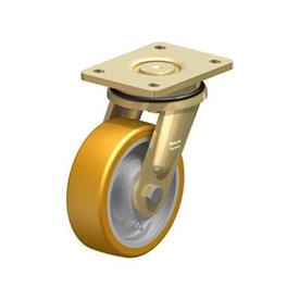  LS-GTH Steel Welded Construction Heavy Duty Extrathane® Treaded Swivel Casters, with Plate Mounting, Extra Strength Swivel Head Design Series Type: K - Ball bearing