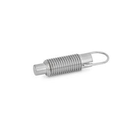 GN 413 Stainless Steel Indexing Plungers, Lock-Out and Non Lock-Out, with Pull Ring Material: NI - Stainless steel<br />Type: C - Lock-out, without lock nut