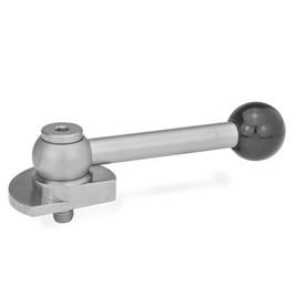 GN 918.6 Stainless Steel Clamping Cam Units, Upward Clamping, with Threaded Bolt Type: GV - With ball lever, straight (serrations)<br />Clamping direction: L - By counter-clockwise rotation