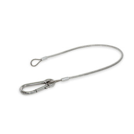 GN 111.2 Stainless Steel AISI 304 Retaining Cables, with Carabiner, with Mounting Tab or Loop Type: K - With carabiner and loop<br />Color: TR - Transparent