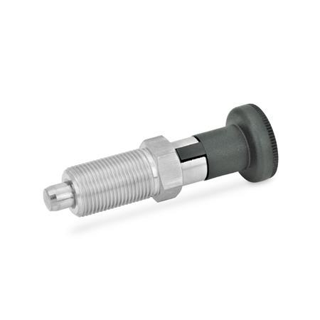 GN 617.1 Stainless Steel Indexing Plungers, with Plastic Knob, Lock-Out Material: NI - Stainless steel
Type: A - Without lock nut