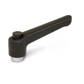WN 303.2 Plastic Adjustable Levers with Push Button, Tapped Type, with Zinc Plated Steel Components Lever color: SW - Black, RAL 9005, textured finish<br />Push button color: S - Black, RAL 9005