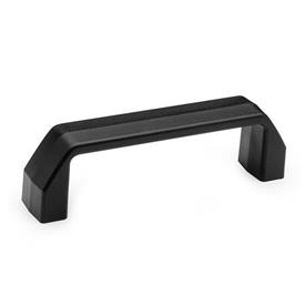 EN 528.1 Technopolymer Plastic Cabinet U-Handles, with Tapped Inserts Material: PP - Plastic<br />Color: SW - Black, RAL 9005, matte finish