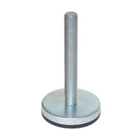  MIG-EL Metric Size, Steel &quot;Glide-Rite&quot;™ Industrial Glides, Fixed Threaded Stud Type, with Rubber Pad 