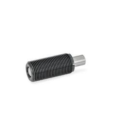 GN 313 Steel Spring Bolts, Plunger Pin Retracted in Normal Position Type: D - Without knob, without lock nut<br />Identification no.: 1 - Pin without internal thread