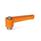 WN 302.1 Nylon Plastic Straight Adjustable Levers, Tapped or Plain Bore Type, with Stainless Steel Components Color: OS - Orange, RAL 2004, textured finish