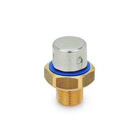 GN 884 Brass Breather Filters Type: B - High design, with stainless steel cap