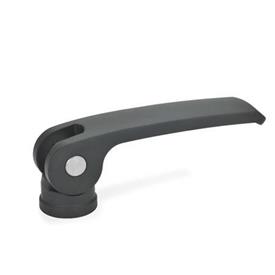 GN 927.4 Zinc Die-Cast Clamping Levers with Eccentrical Cam, Tapped Type, with Stainless Steel Components Type: B - Plastic contact plate without setting nut<br />Color: B - Black, RAL 9005