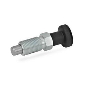 GN 717 Steel Indexing Plungers, Lock-Out and Non Lock-Out, with Knob Type: B - Non lock-out, without lock nut