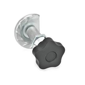 GN 119 Loquets à compression en zinc moulé sous pression, manipulation par éléments d'actionnement ou clé à douille Matériau: ZD - Zinc moulé sous pression<br />Type: SG - Avec bouton étoile