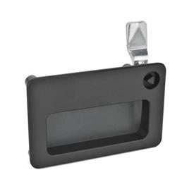 GN 115.10 Zinc Die-Cast Cam Latches, with Gripping Tray, Operation with Socket Key Type: DK - With triangular spindle<br />Color: SW - Black, RAL 9005, textured finish<br />Identification no.: 2 - Operation in the illustrated position top right