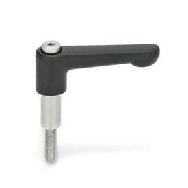 GN 311 Zinc Die-Cast Adjustable Levers, with Stainless Steel Threaded Stud, for Shaft Collars 