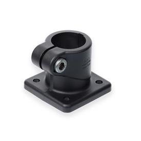EN 163.9 Plastic Base Plate Connector Clamps Color: SW - Black, RAL 9005, matte finish