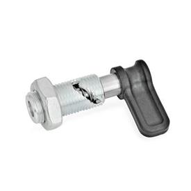 GN 712.1 Steel Cam Action Indexing Plungers, Plunger Pin Retracted in Normal Position Type: SK - With safety lock-out, with lock nut
