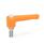 WN 304.1 Manettes indexables droites en plastique, avec bouton-poussoir, de type goujon fileté avec composants en inox Poignée Color: OS - Orange, RAL 2004, finition texturée
Push Button Color: G - Gris, RAL 7035