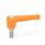 WN 304.1 Nylon Plastic Straight Adjustable Levers with Push Button, Threaded Stud Type, with Stainless Steel Components Lever color: OS - Orange, RAL 2004, textured finish
Push button color: G - Gray, RAL 7035