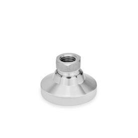 GN 343.5 Stainless Steel Leveling Feet, Tapped Socket Type, with or without Plastic / Rubber Cap Type: KS - With plastic cap, gliding