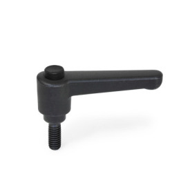 WN 304 Plastic Straight Adjustable Levers with Push Button, Threaded Stud Type, with Steel Components Lever color: SW - Black, RAL 9005, textured finish<br />Push button color: S - Black, RAL 9005