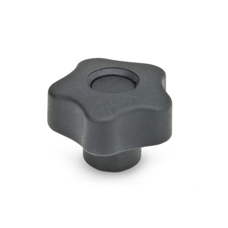 Five-Lobed Knobs EN 5337.2: Plastic, with Brass Tapped Insert, Self-Extinguishing