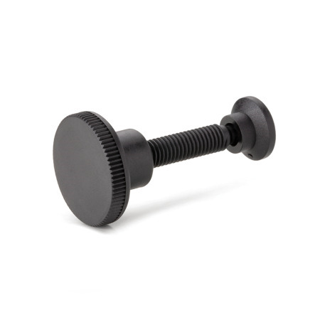 Knurled Thumb Screws EN 464.12: Plastic, High Type, with Movable Thrust Pad