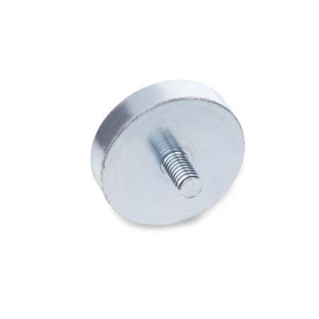 GN 50.3 Steel Retaining Magnets, Disk-Shaped, with Threaded Stud 