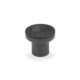 EN 676 Antibacterial Plastic Knurled Knobs, Ergostyle®, with Tapped Insert Color: SGA - Black-gray, RAL 7021, matte finish