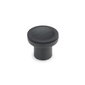 EN 676 Technopolymer Plastic Knurled Knobs, Ergostyle®, with Tapped Insert Color: SG - Black-gray, RAL 7021, matte finish