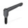 GN 306 Zinc Die-Cast Adjustable Levers, with Steel Special-Tipped Threaded Studs Type: DZ - Steel, hardened oval tip
Color: B - Black, RAL 9005, textured finish