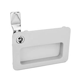 GN 115.10 Zinc Die-Cast Cam Latches, with Gripping Tray, Operation with Socket Key Type: VDE - With double bit<br />Color: SR - Silver, RAL 9006, textured finish<br />Identification no.: 1 - Operation in the illustrated position top left
