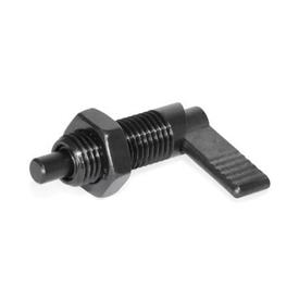 GN 721 Steel Cam Action Indexing Plungers, Non Lock-Out, with 180° Limit Stop Type: LAK - Left hand limit stop, with lock nut