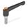 GN 303.1 Manettes indexables en zinc moulé sous pression, à goujon fileté avec composants en inox, avec bouton-poussoir Couleur du bouton poussoir: O - Orange, RAL 2004