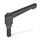 GN 303 Zinc Die-Cast Adjustable Levers, Threaded Stud Type, with Blackened Steel Components, with Push Button Push button color: S - Black, RAL 9005