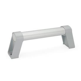 GN 334.1 Poignées tubulaires ovales aluminium, supports de poignée en plastique, montage par le côté de l'opérateur Finition: ES - Finition anodisée, couleur naturelle