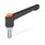 GN 303.2 Zinc Die-Cast Adjustable Levers, Threaded Stud Type, with Zinc Plated Steel Components, with Push Button Push button color: O - Orange, RAL 2004
