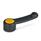 EN 623.5 Technopolymer Plastic Control Levers, Stainless Steel Hub, with Round or Square Through Bore, or Keyway, Ergostyle® Color of the cover cap: DGB - Yellow, RAL 1021, matte finish