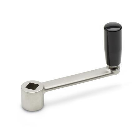 GN 269 Stainless Steel Straight Crank Handles, with Revolving Handle, with Round or Square Bore Bohrung: V - With square
