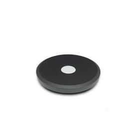 GN 923 Aluminum Flat-Faced Solid Disk Handwheels, with or without Revolving Handle Type: A - Without revolving handle<br />Color: SW - Black, RAL 9005, textured finish<br />Bildvarianten: 50...63