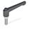GN 303.1 Manettes indexables en zinc moulé sous pression avec bouton-poussoir, à goujon fileté avec composants en inox Couleur du bouton poussoir: S - Noir, RAL 9005