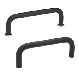 GN 425 Round Aluminum Cabinet U-Handles, with Tapped Holes Material: AL - Aluminum<br />Finish: SW - Black, RAL 9005, textured finish