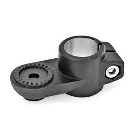 GN 274 Aluminum, Swivel Clamp Connectors Type: AV - With external serration<br />Finish: SW - Black, RAL 9005, textured finish