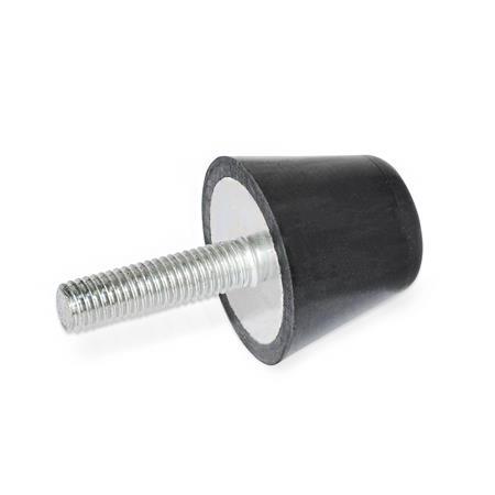 Vibration / Shock Absorption Mounts GN 253: Rubber, Conical Type, with Steel Components, NBR, with Threaded Stud