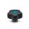 EN 5337.6 Plastic Five-Lobed Knobs, with Brass Tapped Insert with Colored Cover Caps, Softline Color of the cover cap: DBL - Blue, RAL 5024, matte finish