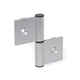 GN 2292 Charnières détachables à doubles ailettes en aluminium, à utiliser avec des profilés en aluminium, avec guide de positionnement Type: I - Ailettes de charnière intérieures<br />Identification: C - Avec trous fraisés<br />Bildzuordnung: 82