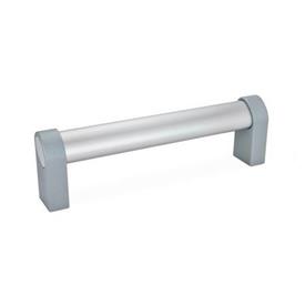 GN 335 Aluminum Oval Tubular Handles, with Zinc Die-Cast Handle Legs, with Inclined Handle Profile Type: A - Mounting from the back (tapped blind hole)<br />Finish: ES - Anodized finish, natural color