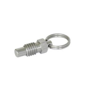 WN 717.10 Stainless Steel Stubby Hand Retractable Spring Plungers, Non Lock-Out, with Pull Ring 