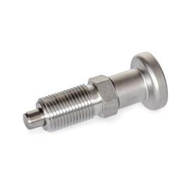 GN 818 Stainless Steel AISI 316 Indexing Plungers, Non Lock-Out Type: BN - With stainless steel knob, without lock nut