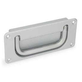 GN 425.8 Steel / Stainless Steel Folding Handles, with Zinc die-cast Recessed Tray Material handle: NI - Stainless steel<br />Finish tray: SR - Silver, RAL 9006, textured finish