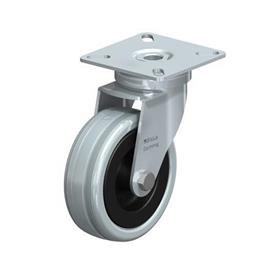  LPA-VPA Steel Light Duty Gray Rubber Wheel Swivel Casters, with Plate Mounting, Standard Bracket Series Type: G - Plain bearing